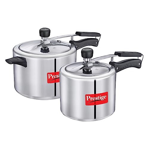 Prestige 3L+2 Litres Nakshatra Plus Inner Lid Aluminium combo Pressure Cooker|Gas & Induction compatible |5 Years warranty|Silver|2 Lids