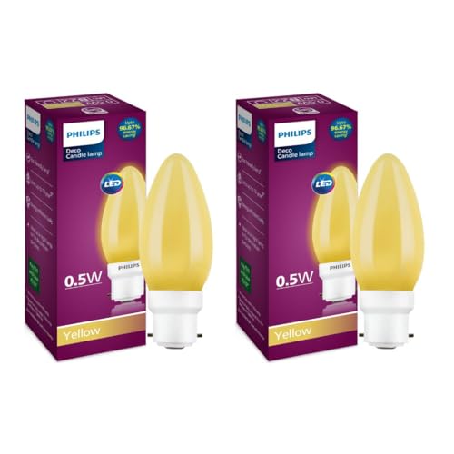 PHILIPS LED Deco Yellow 0.5W Glass Candle (Pack of 2)