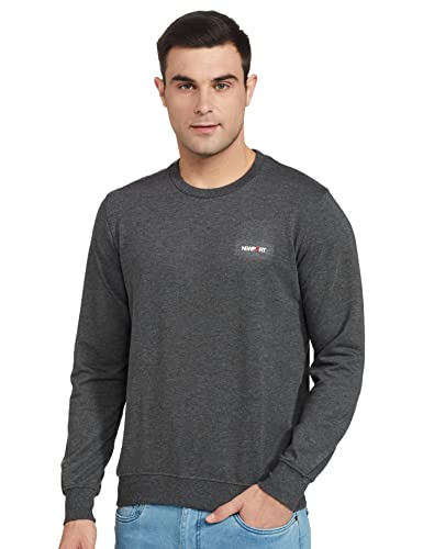 NEWPORT Men’s Cotton Blend Crew Neck;Hooded Neck Pullover Sweater (NPMEPSS20002G05004_Grey_XL)