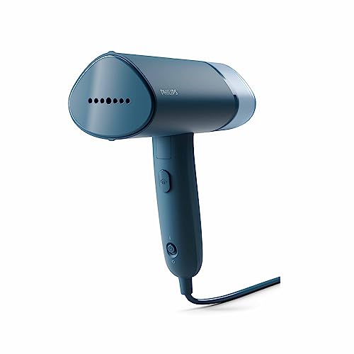 PHILIPS Handheld Garment Steamer STH3000/20 – Compact & Foldable, Convenient Vertical Steaming, 1000 Watt Quick Heat Up, up to 20g/min, Kills 99.9%* Bacteria (Reno Blue), Small