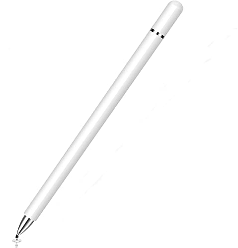 Dyazo Aluminum Super Light Weight Capacitive Stylus Pen for Touch Screen Devices with Fine Point Disc Compatible with All iOS and Smart Android Phone & Tablets Non Magnetic (White)
