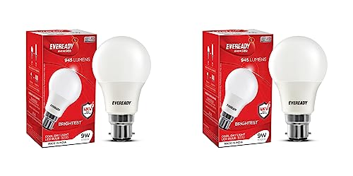 Eveready 9W LED Light Bulb| Cool Day Light (6500K) |Pack of 2|Energy Efficient| 4kv Surge Protection |100 Lumens per watt