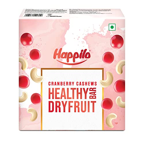 Happilo Cranberry Cashews Healthy Mini Dry Fruit Bar Pack of 6 (35g each), Healthy Snack, High in Protein Nuts, No Added Sugar