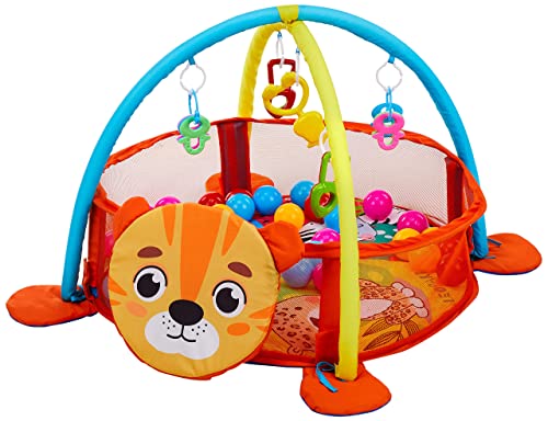Supples Baby Play Gym Pool/Mat, Activity Play Gym for Baby with Hanging Toys, Baby Bedding for Newborn for 2+ Months (Lion face)