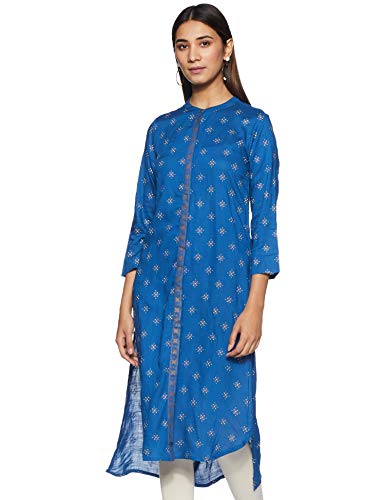 global desi Women’s Rayon a-line Kurta (AW19GU066KURYSINK BLUEXS_Ink Blue_XS)