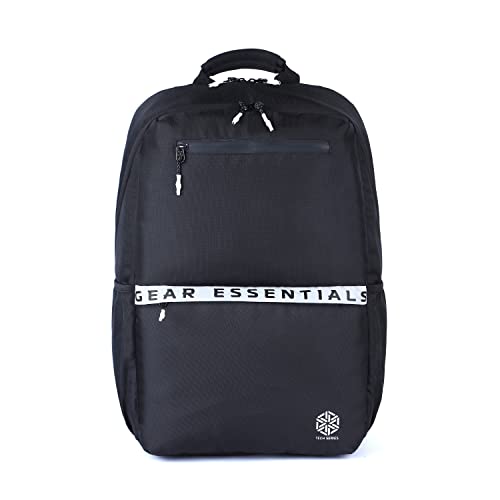 Gear LOGI-Q 27L Medium Water Resistant Anti-Theft Laptop Bag/Backpack/Office Bag with Trolley Sleevefor Men/Women (Black-White)