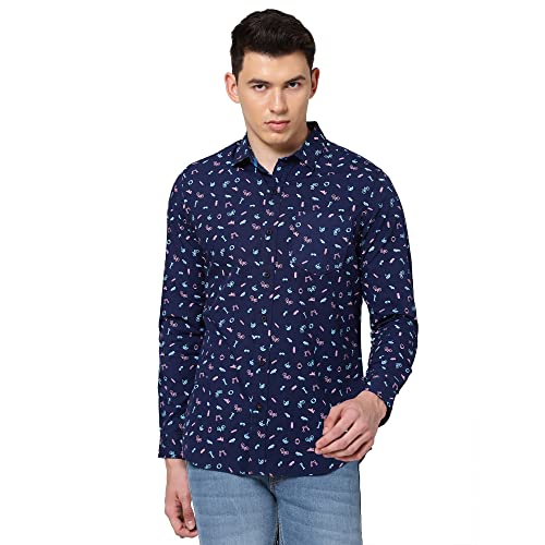 Lee Men’s Printed Slim Fit Shirt (LMSH002309_Blue