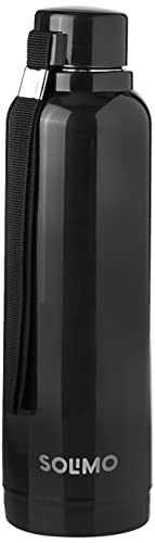 Amazon Brand – Solimo Stainless Steel Water Bottle with Inner Steel & Outer Plastic, PU Insulation, 700 ml, Black