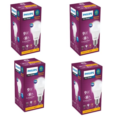 PHILIPS 9W e27 LED Lamp, Pack of 4 (Ace Saver)