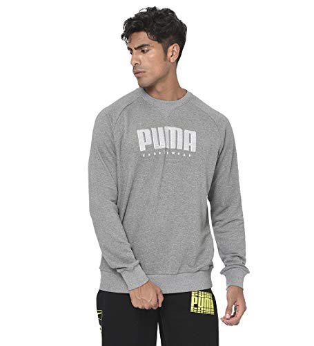 Puma Men’s Synthetic Round Neck Track Jacket (58210503_Medium Gray Heather_Large)
