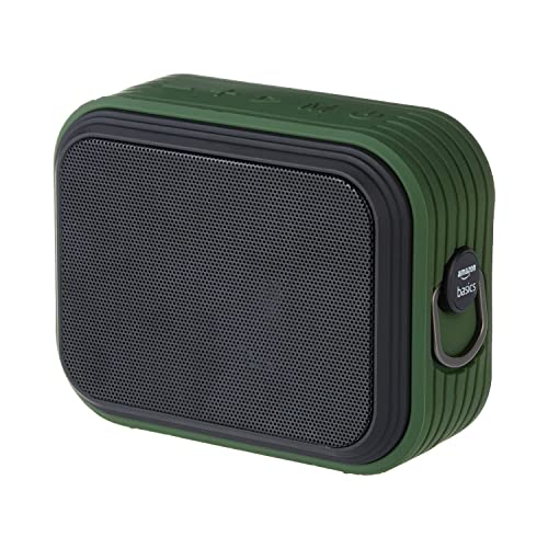 Amazon Basics Bluetooth Speaker, IPX5 Waterproof, TWS Function, 8W, Powerful Bass, BT 5.0, Up to 15hrs Playtime*, microSD Card Slot, AUX Input, USB Support and in-Built Noise Cancelling Mic (Green)
