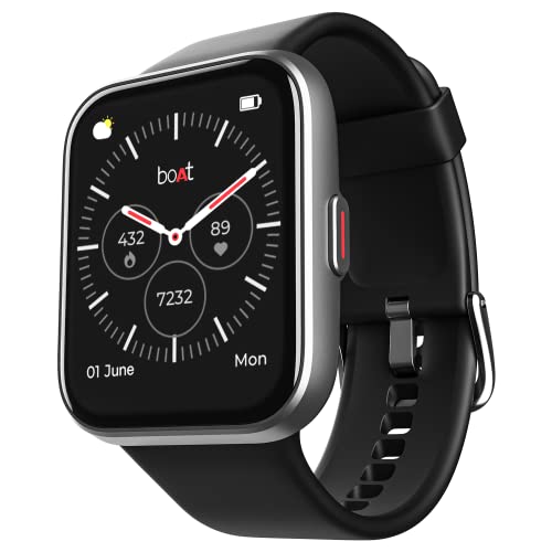 boAt Xtend Talk Smart Watch with Advanced Dedicated Bluetooth Calling Chip, Built-in Alexa, 1.69″ HD Display, Premium Design, vO2 Max,HR&SpO2 Monitor&Ambient Sound Detection(Pitch Black)