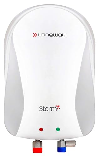 Longway Storm 3 ltr Automatic Instant Water Heater with Multiple Safety System & Rust-Proof ABS Body (Off-White, 3 Ltr)