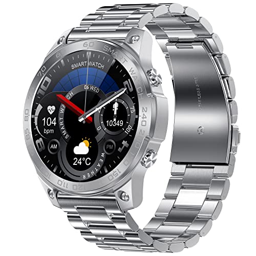 Fire-Boltt Dagger Luxe 1.43″ Super AMOLED Display Luxury Smartwatch, Stainless Steel Build, 600 NITS Brightness with Single BT Bluetooth Connection, IP68, Dual Button Technology (Stainless Silver)
