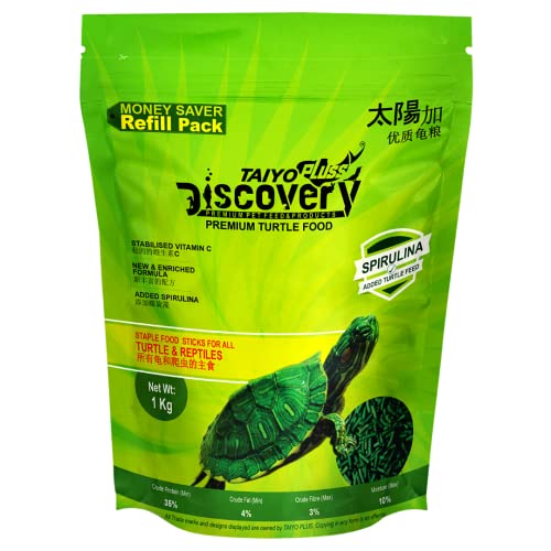 Taiyo Pluss Discovery Premium Turtle Food – 1 Kg Refill Pouch Pack | Daily Nutrition Sticks with Spirulina and Stabilised Vitamin C | Suitable for Turtles of All Life Stages