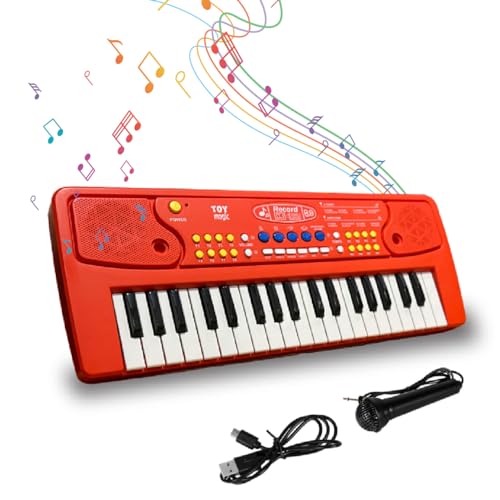ToyMagic Kids Keyboard with 37 Keys & Microphone|Electronic Piano for Beginners|Portable Keyboard |USB Charging|Musical Instrument Toy|Best Gift for 3+|AA Battery Operated(Not Included)|Made in India