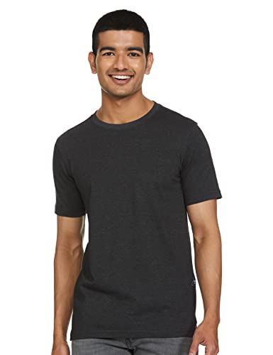 Amazon Brand – INKAST Men’s Solid Regular Fit T-Shirt (IN-S22-TS-19_Jet Black Mel M)