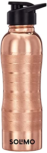 Amazon Brand – Solimo Copper Water Bottle with Fliptop | 100% Pure Copper Water Bottle I Leak Proof & Rust Proof I Copper Bottle for Home, School & Office | Matte Finish | 950 ml (Pack of 1)