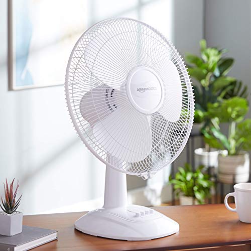 AmazonBasics High Speed Table Fan for Cooling with Automatic Oscillation (400 mm, 55W, White)