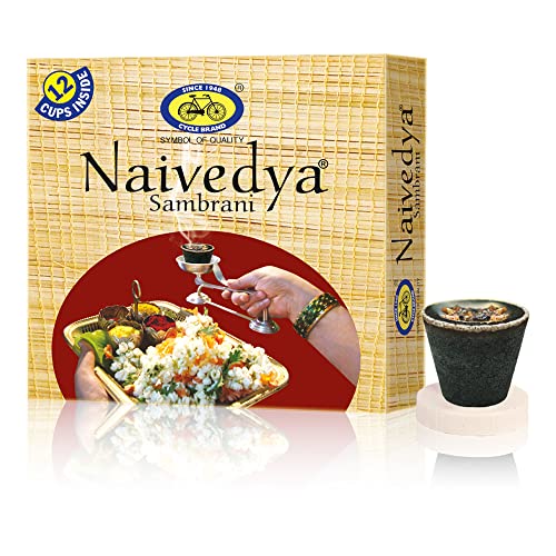 Cycle Naivedya Cup Sambrani (Dhoop/Loban/Guggal) for Daily Puja. Traditional Devotional Fragrance. Packs of 1 with 12 Cups.