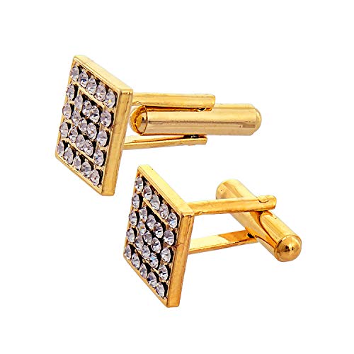 Lucky Jewellery Unique White Color Gold Plated Office Formal Stone Wedding Partywear Shirt Suit Blazer Cufflinks Pair Set For Men