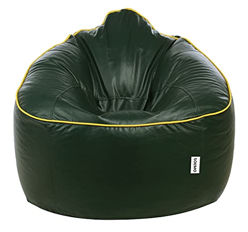 Amazon Brand – Solimo Muddha XXXL Bean Bag Filled With Beans (Dark Green with Yellow Piping)