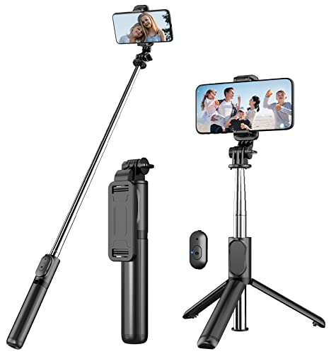 kzomKzoo Selfie Stick Tripod with Detachable Wireless Remote, 4 in 1 Extendable Portable Bluetooth Selfie Stick & Phone Tripod Stand Compatible with Gopro, iPhone/ Samsung/ Huawei, etc.