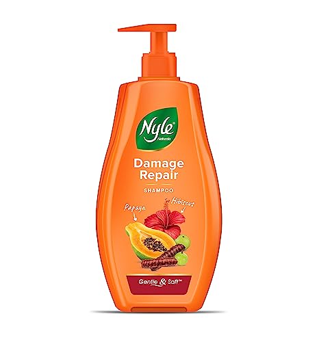 Nyle Naturals Damage Repair Shampoo | Hair Repair Shampoo | With Papaya, Hibiscus and Shikakai | Gentle & Soft Formulation For Men & Women, 1L