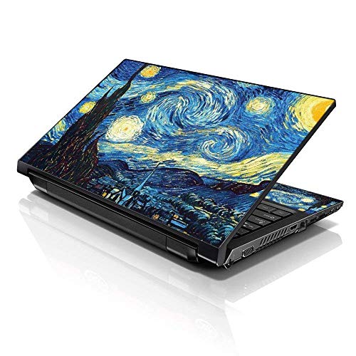 Elton Van Gogh Starry Night Theme Laptop Skin Sticker Decal,13.3″ 14″ 15″ 15.4″ 15.6 inch Laptop Universal Vinyl Skin Sticker Cover Dustproof Waterproof Art Decal Protector with Free 2 Wrist Pad Skins