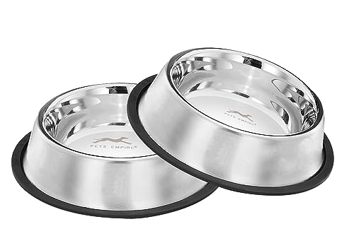 Pets Empire Stainless Steel Food & Water Bowl for Dogs, Anti Skid Dog Feeding Bowl (200 ml, Set of 2)