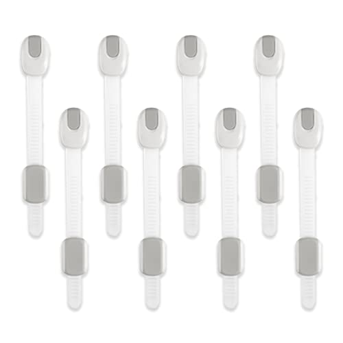 BabyPro Lab Tested – Certified (Pack of 8) Multi-Utility Safety Locks for Babyproofing Cabinets, Drawers, Cupboards, Refrigerators and Toilet Seats with Extra Strong Tape