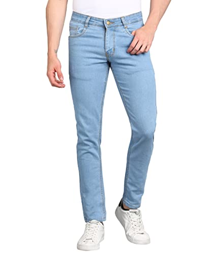 Urbano Fashion Men’s Ice Blue Slim Fit Washed Jeans Stretchable (eps-iceblue-40)