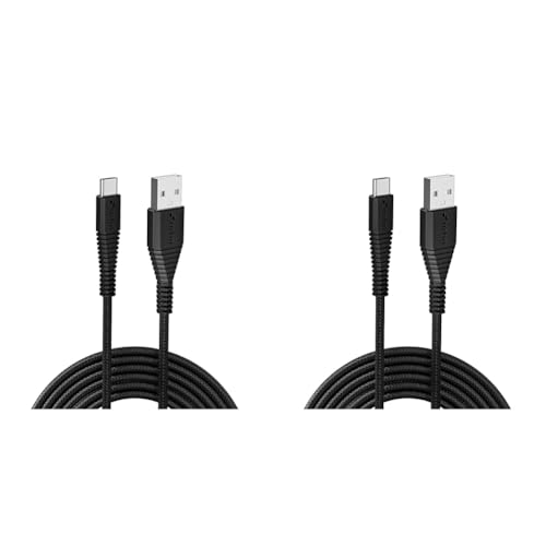 URBN Type-C USB 3.4 Amp | 25W Fast Charging Cable for Smartphone | Unbreakable Rugged & Nylon Braided | Quick Charge (QC) Compatible | Made in India | Length (5 Feet) – Black (Pack of 2)
