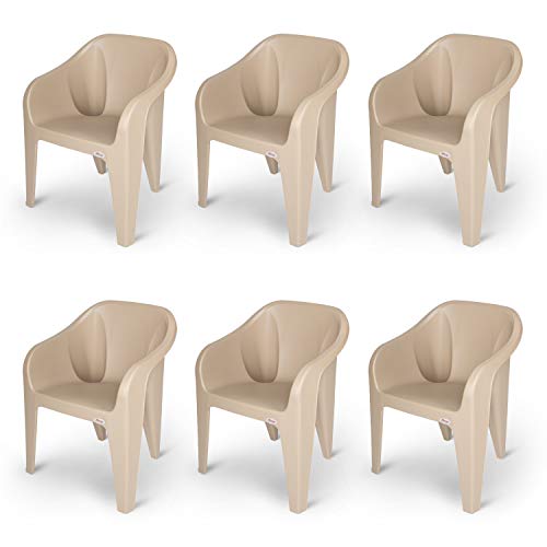 Supreme Futura Plastic Chairs for Home and Office (Set of 6, Dark Beige)