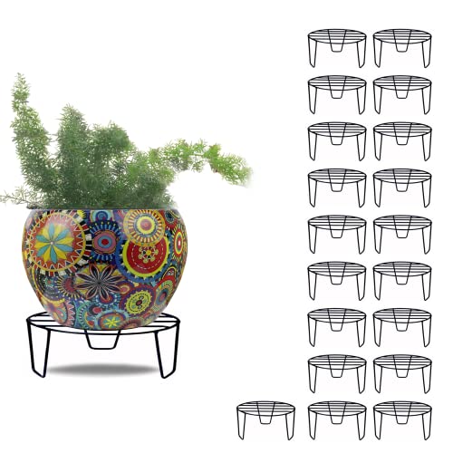 CINAGRO Metal Round Flower Pot Stand – Square, Indoor, Outdoor Plant Shelf, Planter for Home, Living Room, Garden, Balcony Décor (Pack of 20)