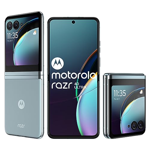 Motorola razr 40 Ultra (Glacier Blue, 8GB RAM, 256GB Storage) | 3.6″ External AMOLED Display | 6.9″ AMOLED 165Hz Display | 32MP Selfie Camera |30W TurboPower Charging | Android 13