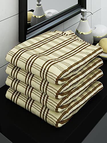 Athom Living Ecosaviour Premium Cotton Bath Towel Alfa Yellow (Pack of 4)