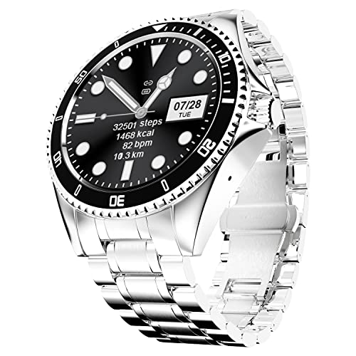 Fire-Boltt Quantum Luxury Stainless Steel Design 1.28″ Bluetooth Calling Smartwatch with High Resolution of 240 * 240 Px & TWS Connection, SpO2 Tracking with 100 Sports Modes (Black)