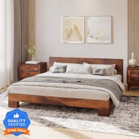Allie Wood Sheesham Solid Wood King Bed(Finish Color – Provincial Teak, Delivery Condition – DIY(Do-It-Yourself))