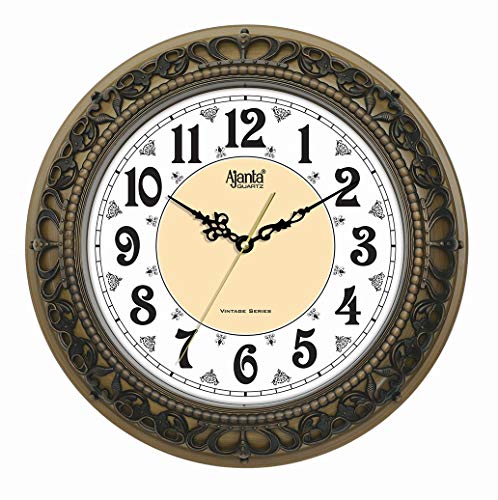 Ajanta Quartz Plastic Silent Sweep Movement Vintage Wall Clock 14 Inch Wall Clock (Oak) Multicolour