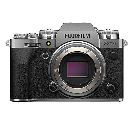 Fujifilm X-T4 26 MP Mirrorless Camera Body (X-Trans CMOS 4 Sensor, EVF, Face/Eye AF, 5-Axis IBIS, Vari-Angle LCD Touchscreen, 4K/60P & FHD/240P Video, Film Simulations, Weather Resistance) – Silver