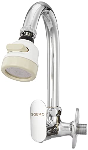 Amazon Brand – Solimo Brass Sink Tap with Flexible Neck, Chrome Finish (Dual Flow)