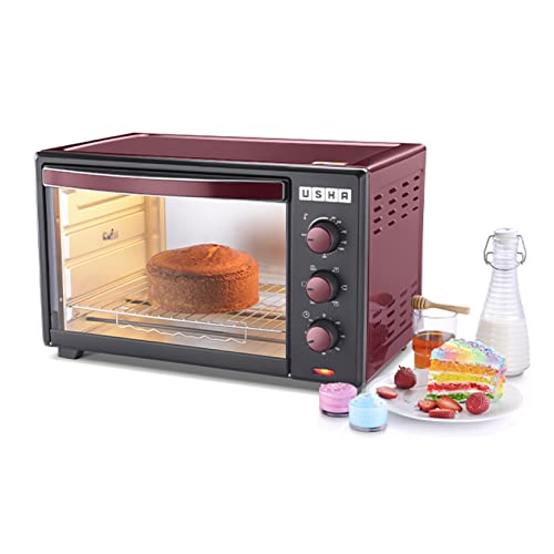 USHA 25 Liters (OTGW 25RC) Oven Toaster Grill (Wine & Matte Black), Medium (OTGW25RC)