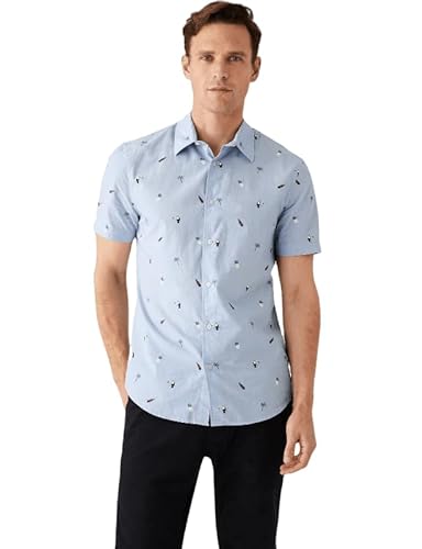 Marks & Spencer Men’s Regular Fit Shirt (60580831001_Blue Mix