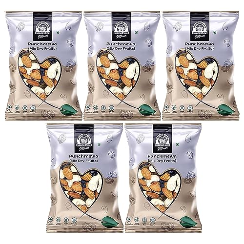 WONDERLAND FOODS Mix Dry Fruits (Panchmewa) 1Kg (200gX5) Pouch | ALmonds, Cashews, Green Raisins, Black Raisins, Dry Dates | Healthy & Nutritious | Rich in Iron, Fibre & Vitamins