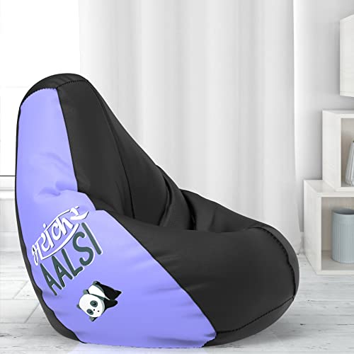 ComfyBean Bag with Beans Filled XXXL- Official: Jack & Mayers Bean Bags – for Young Adults – Max User Height : 5-5.8 Ft.-Weight : 60-70 Kgs (Model: Bhayankar Aalsi – Black Lavender) (Faux Leather)