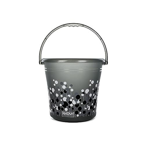 RATAN PLASTICWARE Frosty Bubble Print Plastic Bucket 5 litres Smokey Color