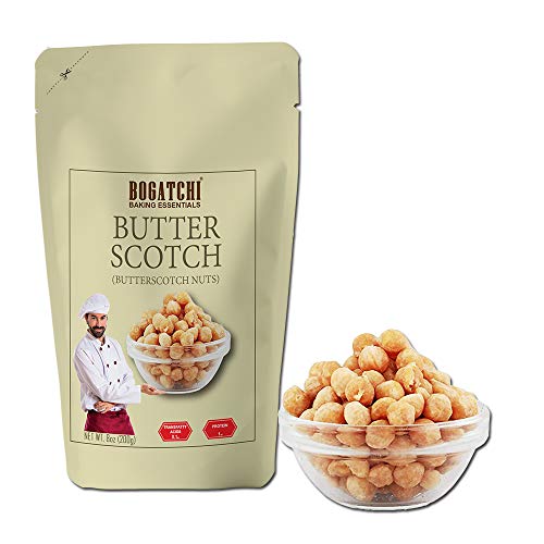 BOGATCHI Crispy and Crunchy Butterscotch Nuts (8MM Size), Butterscotch Chips, Gluten Free , Vegan and Made of Real Cashews, use for – Cake, Ice Creams, Milk Shakes, Muffins, Cookies, Chocolates, 200g