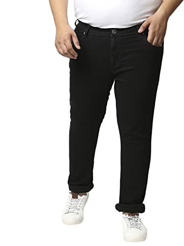 High Star Men’s Plus Size Black Slim Fit Mid-Rise Clean Look Jeans (36)
