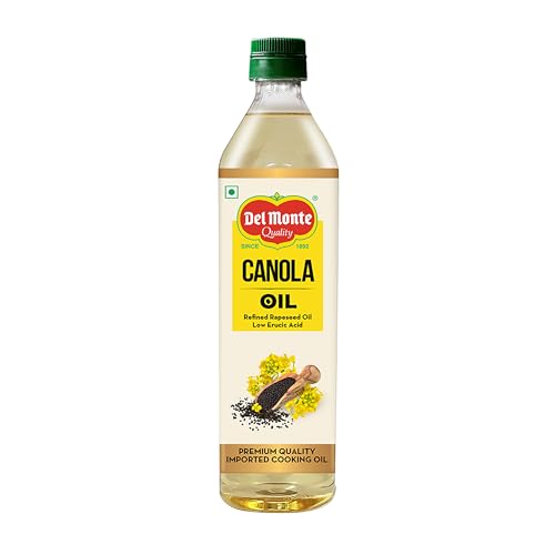 Del Monte Canola Oil, 1L | Rich in MUFA, PUFA, Omega 3 & 6 | 0% Trans Fat | Ideal for Everyday Indian Cooking | Premium Quality Imported Oil